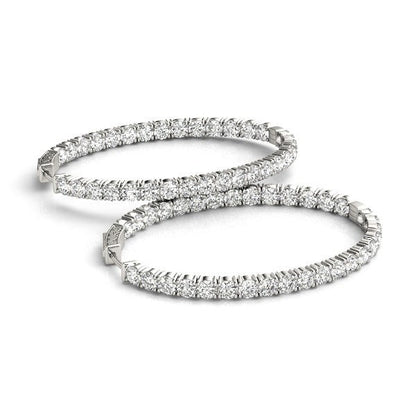 Aretes de aro ovalados de doble cara con diamantes en oro blanco de 14k (2 ct. t.w.)
