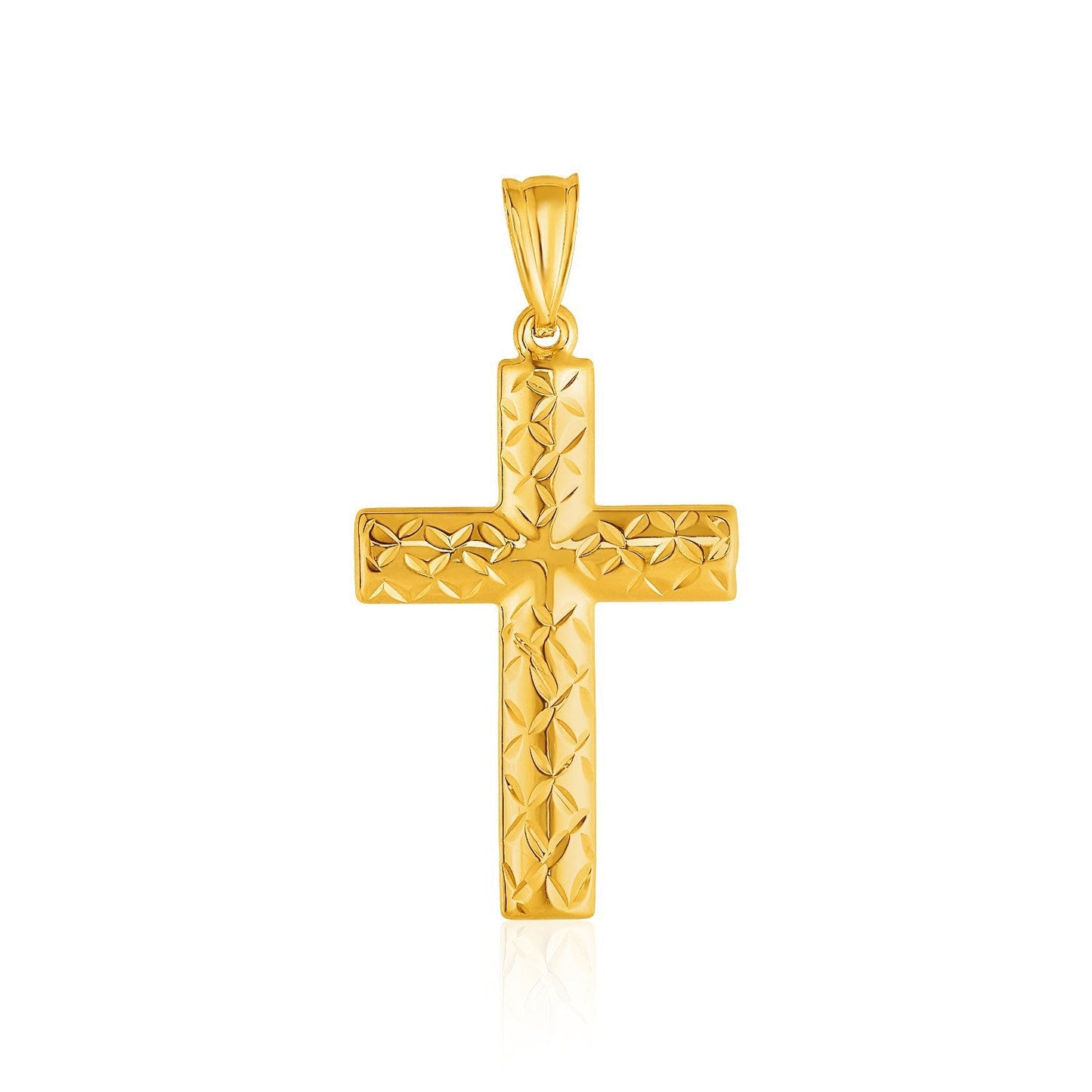 Colgante cruz reversible texturizado de oro amarillo de 14k
