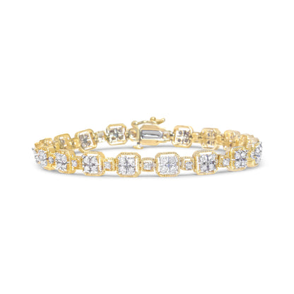 Pulsera de eslabones cuadrados con diamantes de oro blanco de 10 quilates y 2,0 quilates de peso total (color J-K, claridad I2-I3) - 7,25 pulgadas