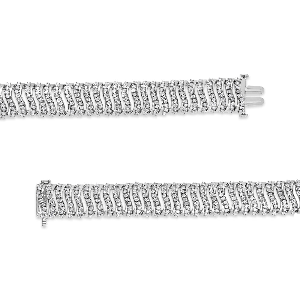 Pulsera de eslabones en "S" con diamantes redondos de 5,00 quilates en plata de ley .925 (color I-J, claridad I3) - Tamaño 7,25