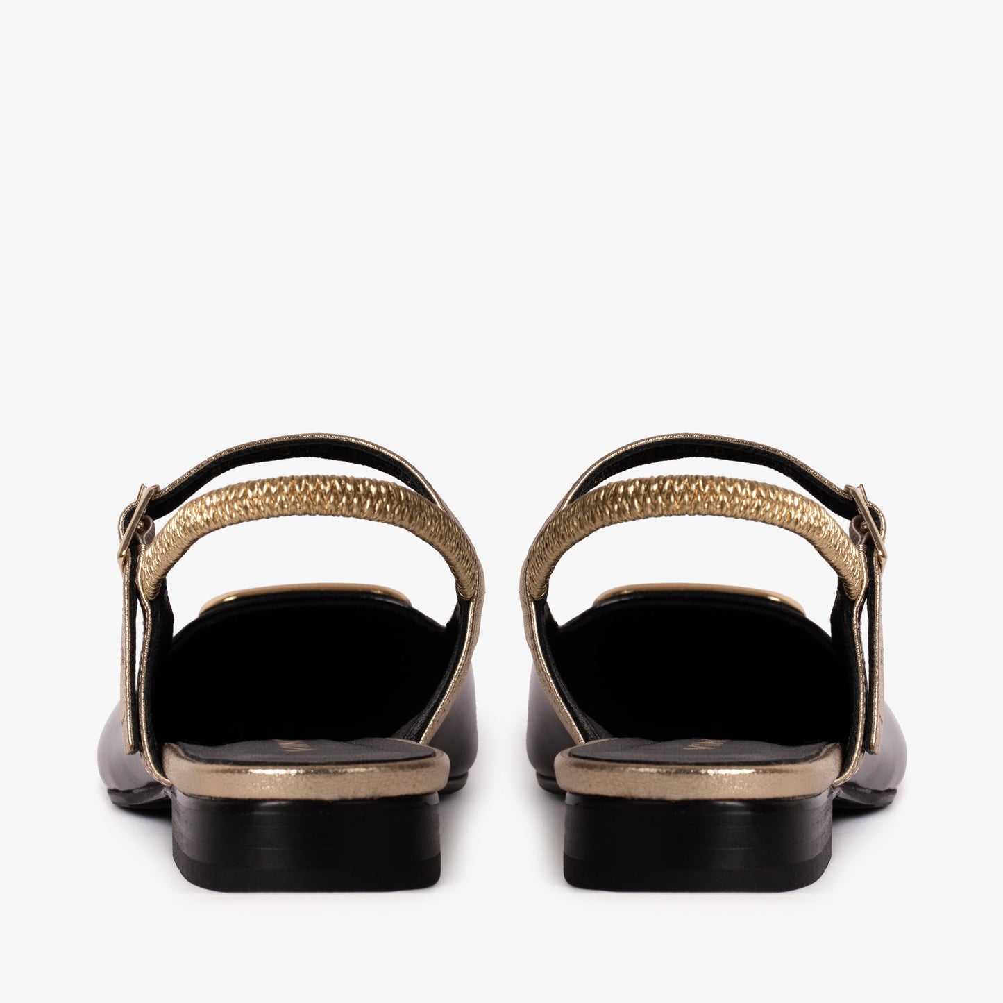 The Rosalinda Black Leather Women Flat Slingback Sandal