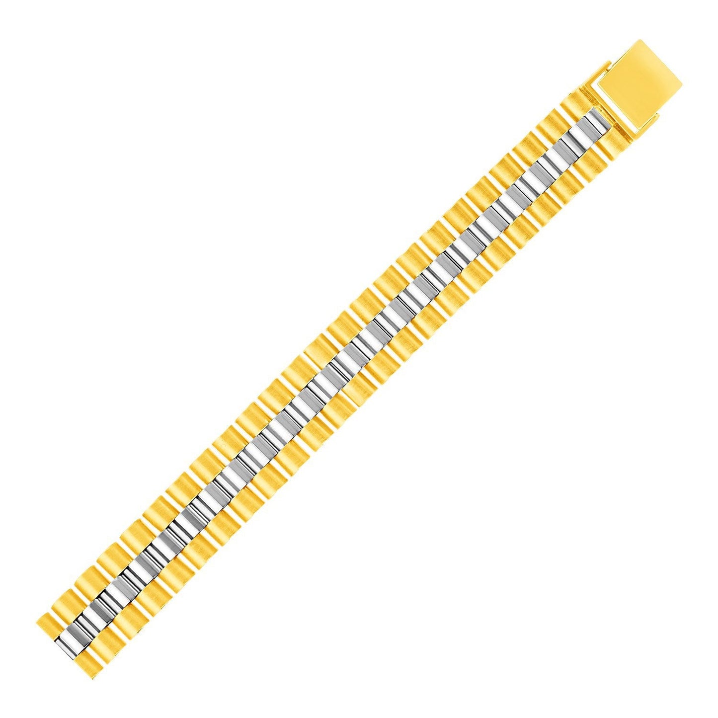 Pulsera de eslabones Panther de oro de dos tonos de 14k para hombre