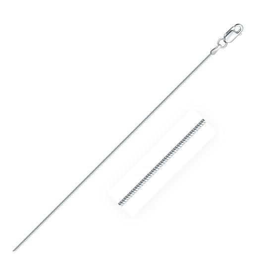Cadena estilo serpiente de plata esterlina de 1,2 mm con baño de rodio