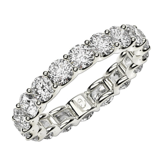 Anillo de eternidad de diamantes cultivados en laboratorio de talla redonda en oro blanco de 14k (2 ct. p.t. FG/VS2)