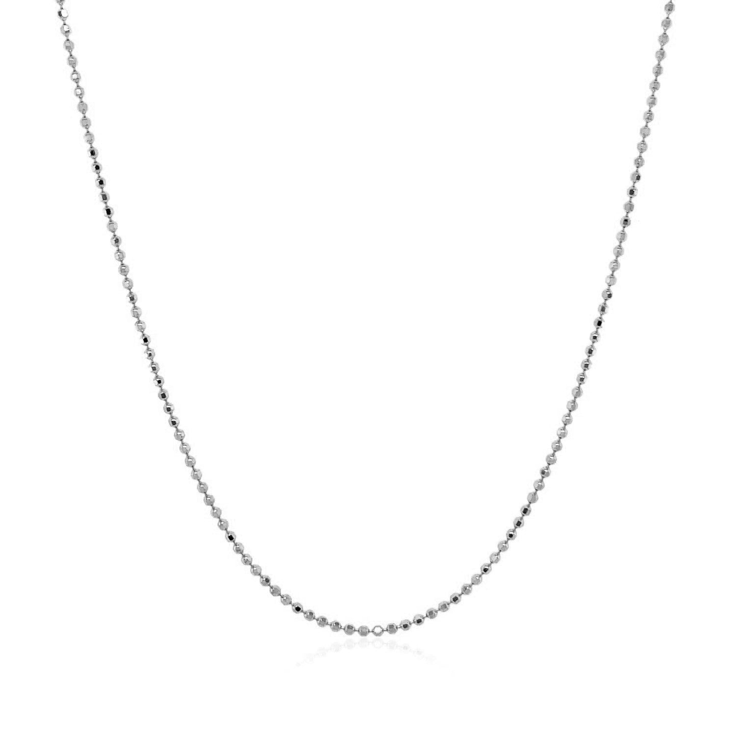 Cadena de cuentas de oro blanco de 14k con corte de diamante de 1.0mm