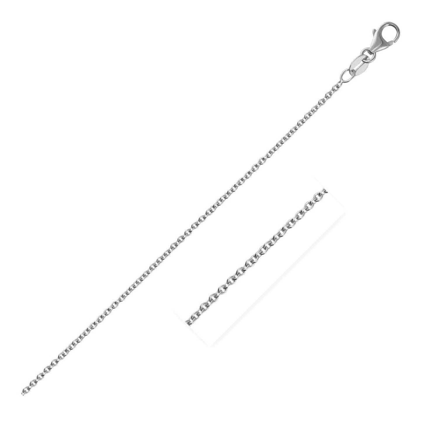 Cadena de eslabones redondos tipo cable de oro blanco de 14k y 1.5mm