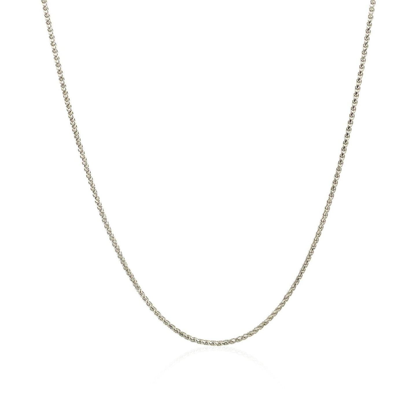 Cadena de trigo redonda de oro blanco de 14k con corte de diamante de 1.0mm