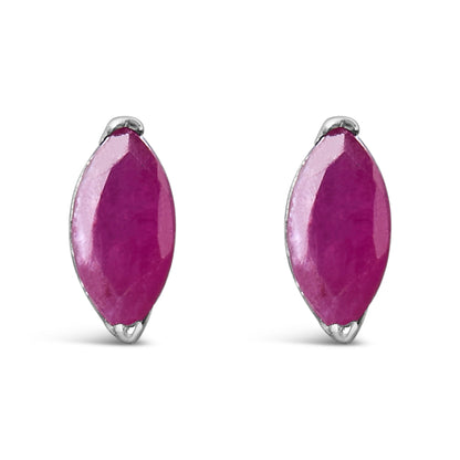 Pendientes de Solitario de Plata Esterlina .925 con Rubí Rosa Creado de 1/2 Quilate