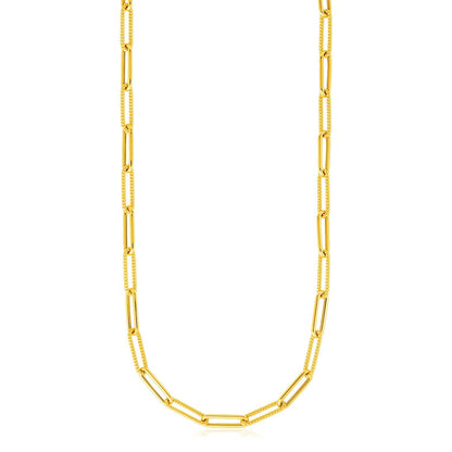 Cadena de eslabones ovalados texturizada de oro amarillo de 14k (3.5mm)