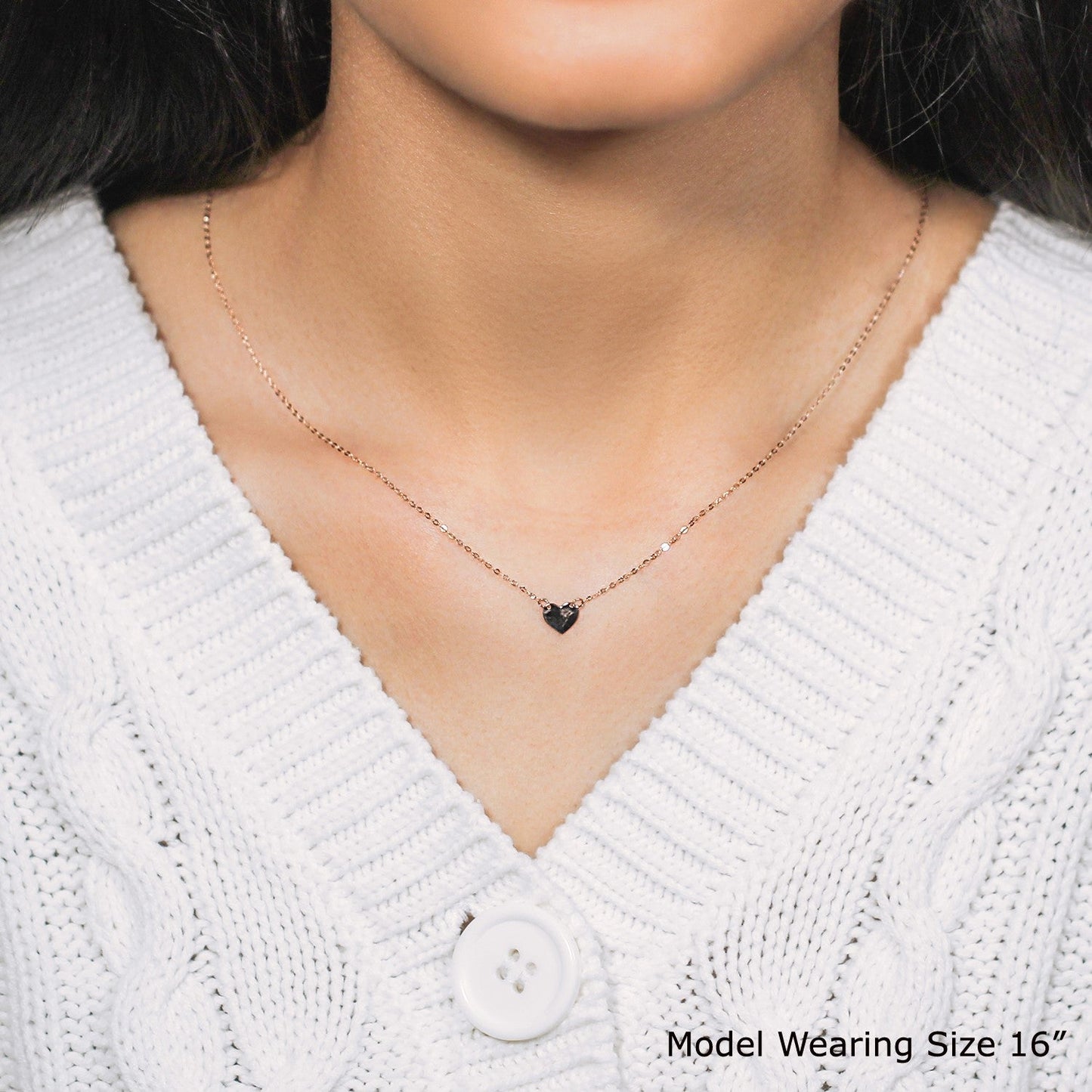 Collar Mini Corazón Pulido Oro Rosa 14k