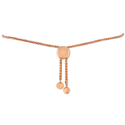 Pulsera ajustable tipo bolo con eslabones de corazón y diamantes redondos de 1/10 Cttw de oro rosa de 10K sobre plata de ley .925 (color H-I, claridad I2-I3) - 6"-9" ajustable