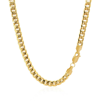 Cadena semimaciza cubana de Miami de oro amarillo de 14k y 4.5mm