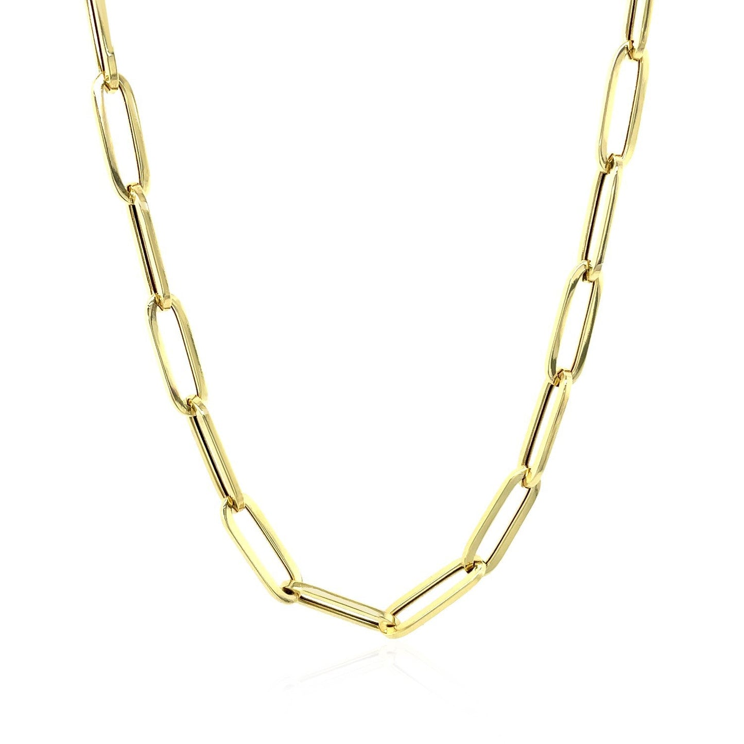Cadena de eslabones ovalados gruesos de oro amarillo de 14K (4.2 mm)