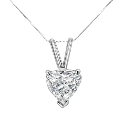 Collar con colgante de oro blanco de 14K con diamante solitario clásico en forma de corazón de 3/8 Cttw y 45 cm (color H-I, claridad VS2-SI1)