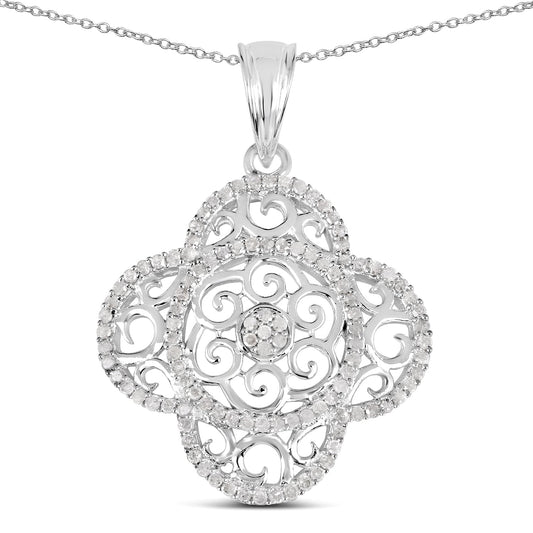 Colgante de plata de ley .925 con diamante blanco auténtico de 0,57 quilates