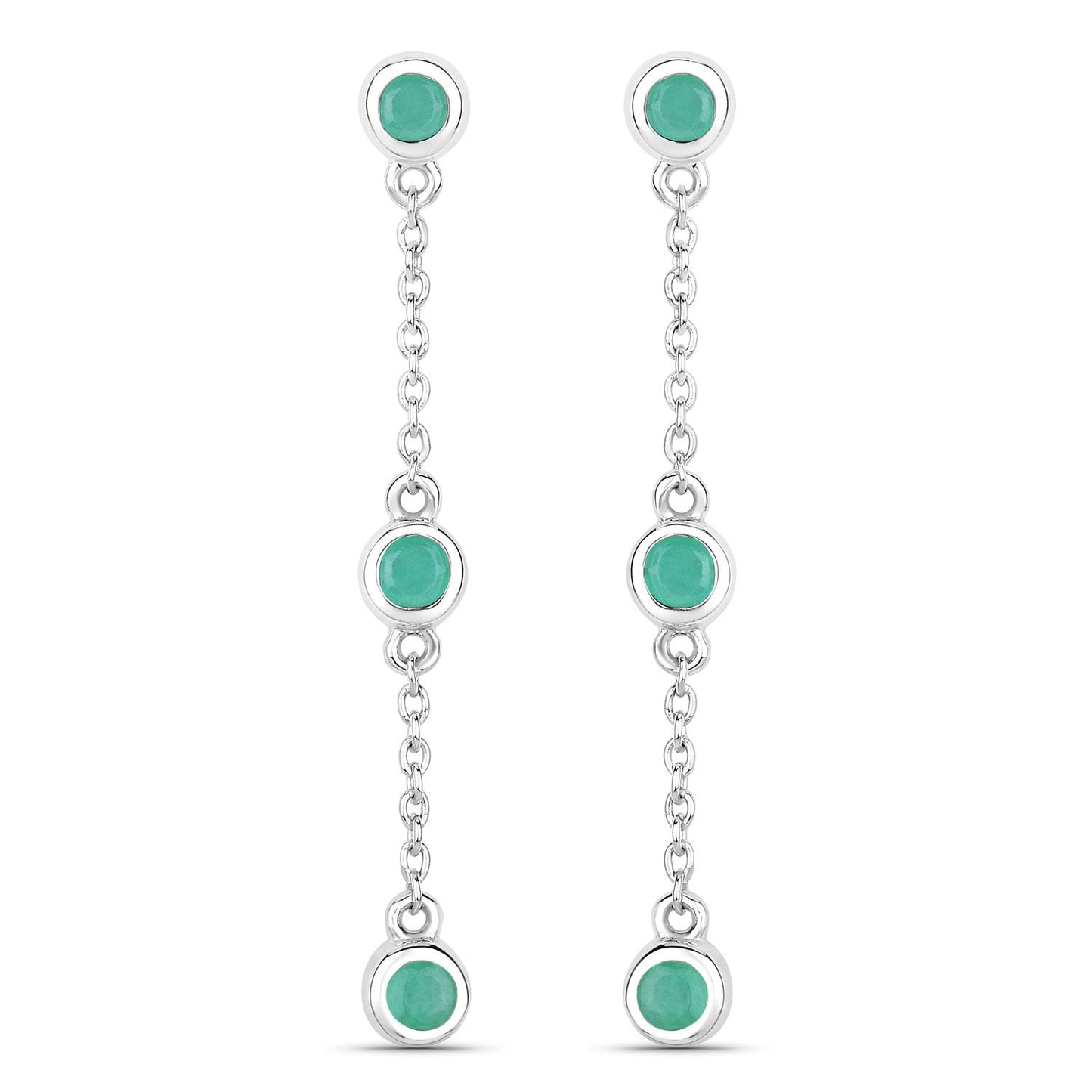Aretes de plata de ley .925 con esmeralda genuina de 0.60 quilates