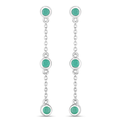 Aretes de plata de ley .925 con esmeralda genuina de 0.60 quilates