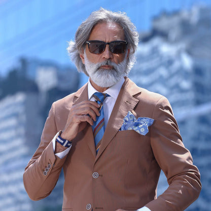Assisi - Double Sided Silk Pocket Square - Sky Blue - My Men's Shop