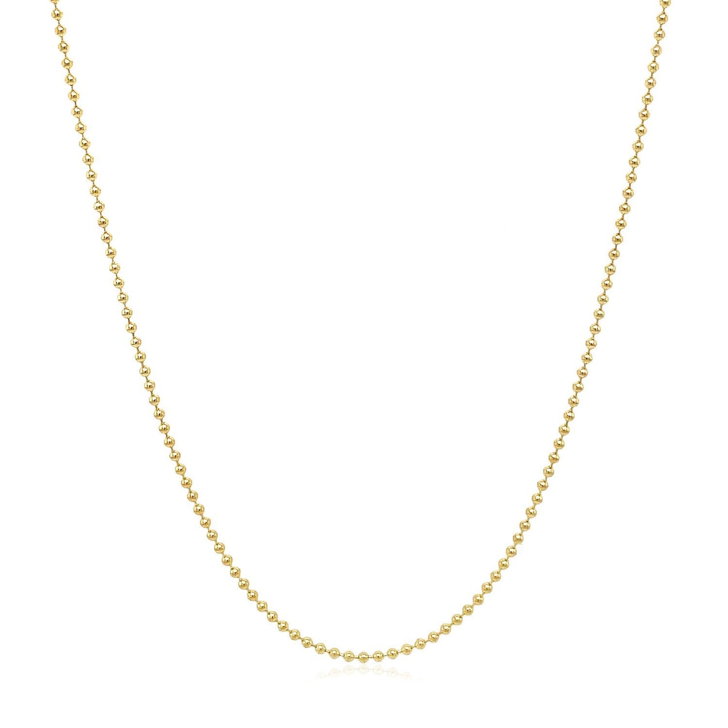 Cadena de bolas de oro amarillo de 14k de 1.0mm