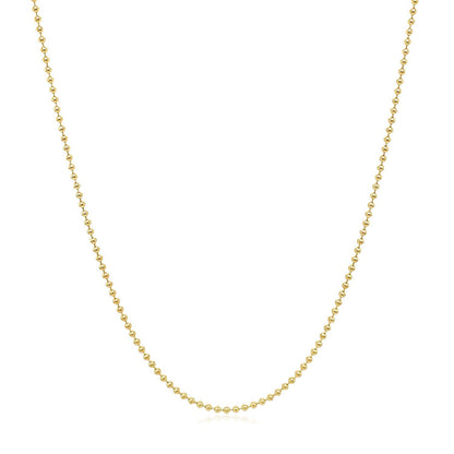 Cadena de bolas de oro amarillo de 14k de 1.0mm