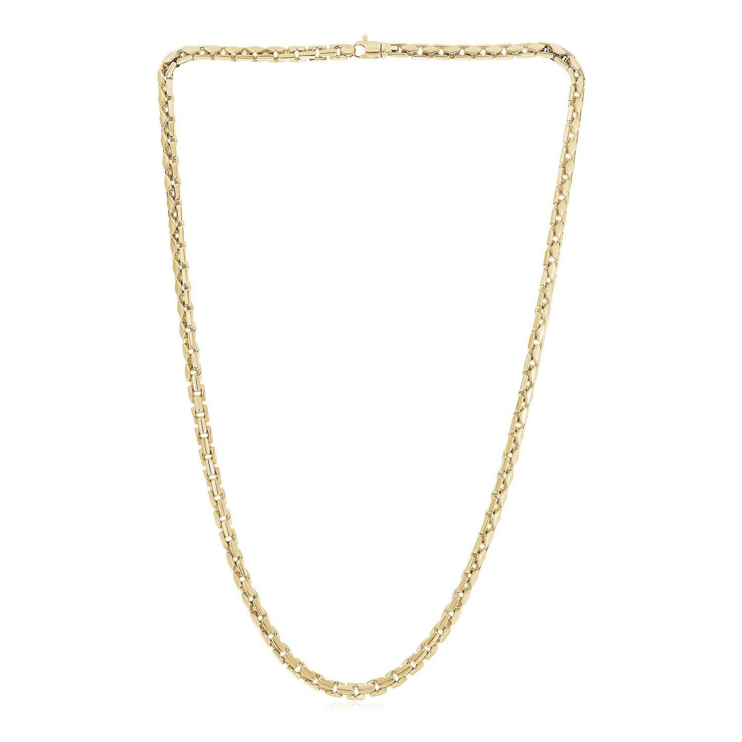 Collar de caja elegante para hombre, oro amarillo de 14k, alto brillo (5.0mm)