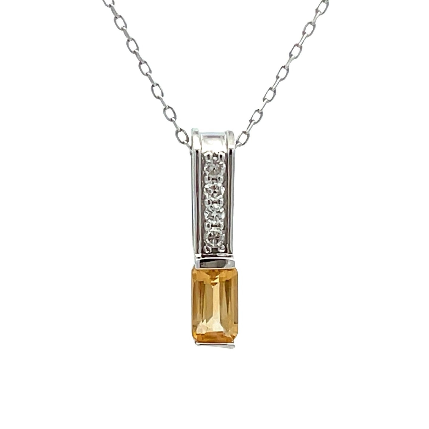 Colgantes de moda de citrino y diamantes de 0,06 ct en oro blanco de 10 kt