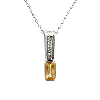 Colgantes de moda de citrino y diamantes de 0,06 ct en oro blanco de 10 kt