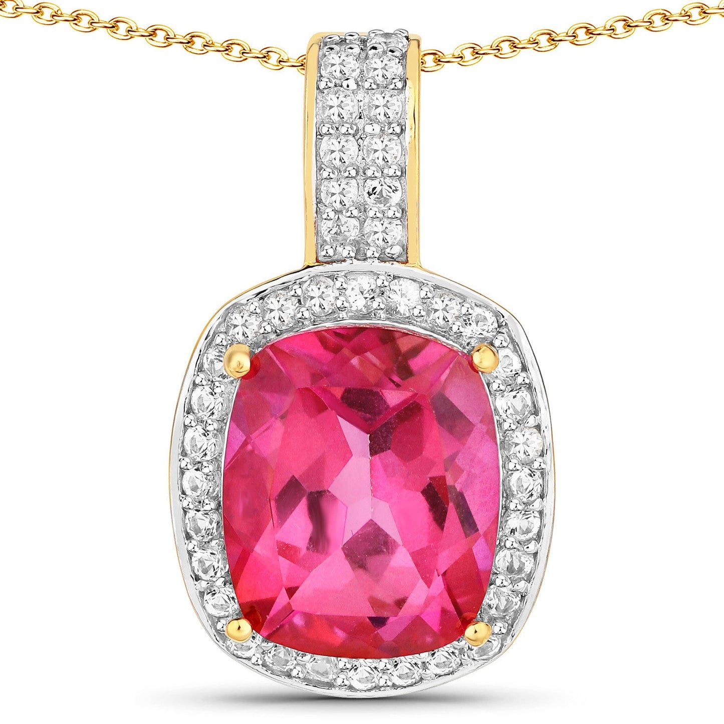 Colgante de plata esterlina .925 con topacio rosa genuino de 6.87 quilates y topacio blanco