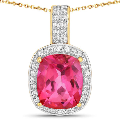Colgante de plata esterlina .925 con topacio rosa genuino de 6.87 quilates y topacio blanco