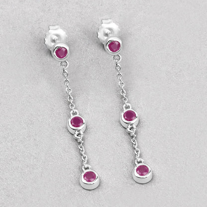 Pendientes de plata de ley .925 con rubí auténtico de 0.78 quilates