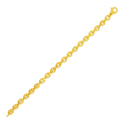 Pulsera de eslabones ovalados pulidos de oro amarillo de 14k