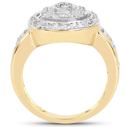 Anillo de Plata de ley .925 con baño de Oro Amarillo de 14K y Diamantes Blancos Genuinos de 0.21 Quilates