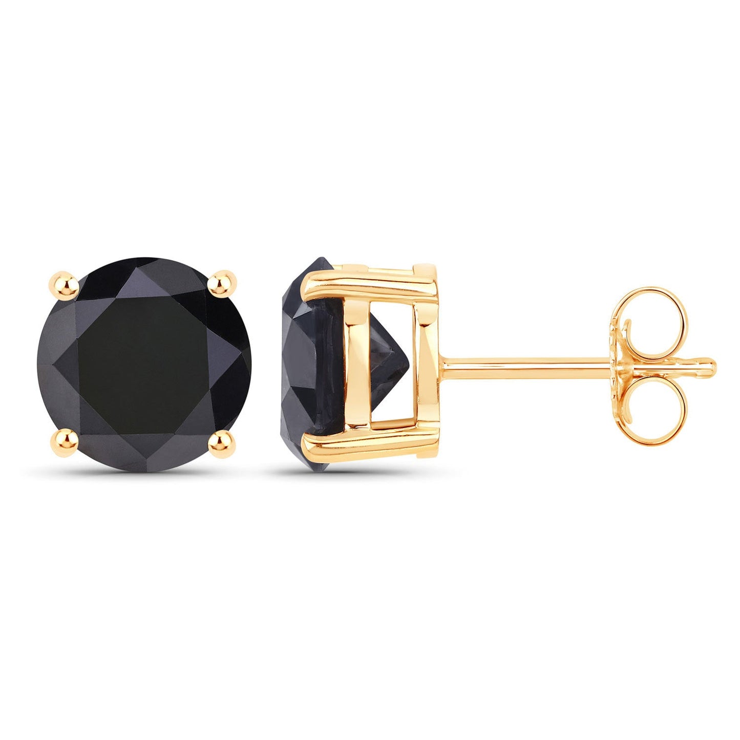 Pendientes de oro amarillo de 14 quilates con diamantes negros auténticos de 3,84 quilates