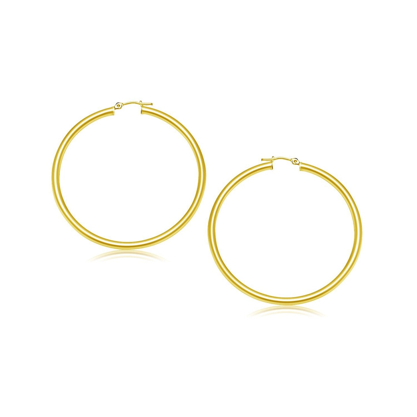 Pendientes de aro pulidos de oro amarillo de 14k (25 mm)