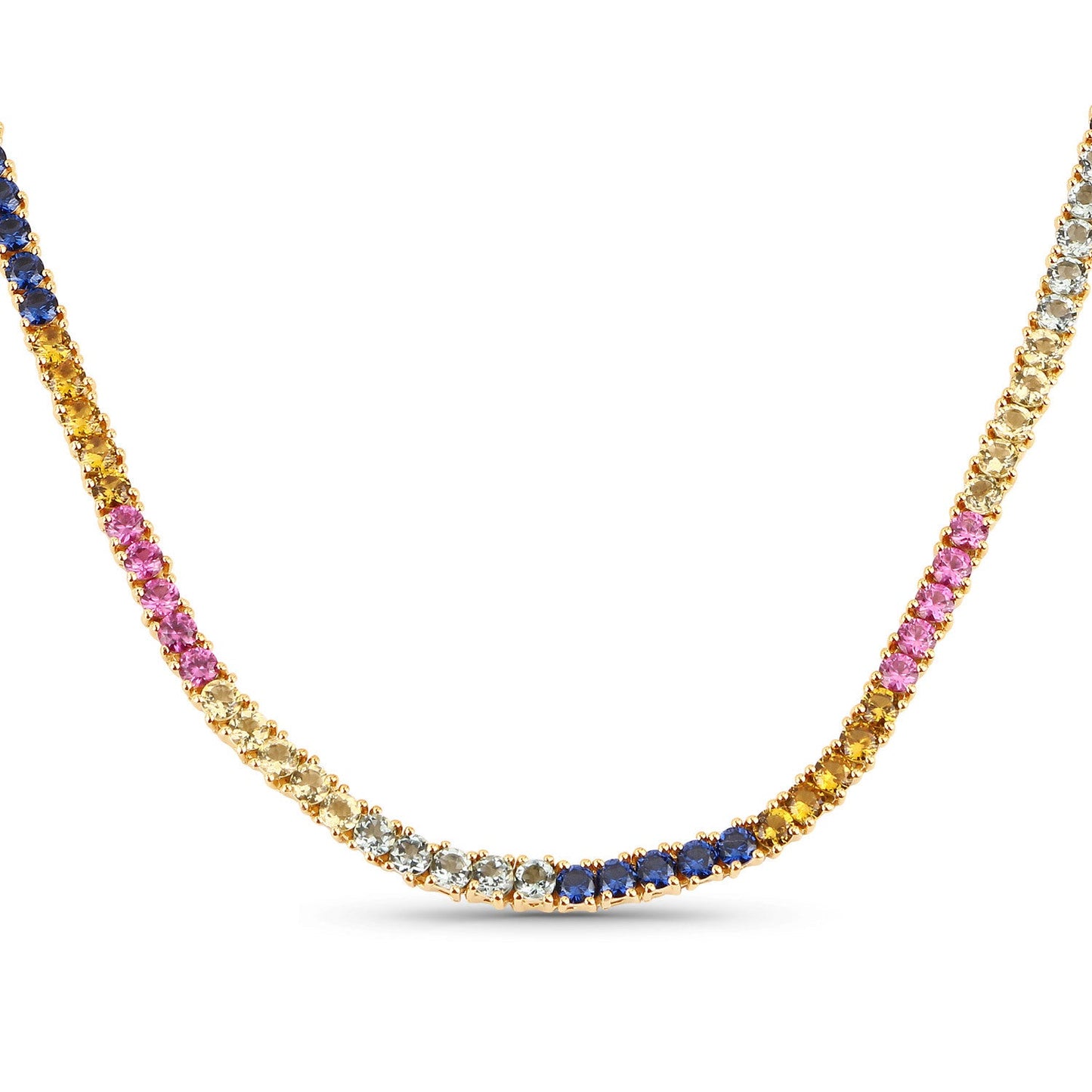 Collar de plata de ley .925 con múltiples zafiros creados de 11,65 quilates