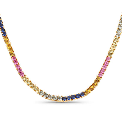Collar de plata de ley .925 con múltiples zafiros creados de 11,65 quilates