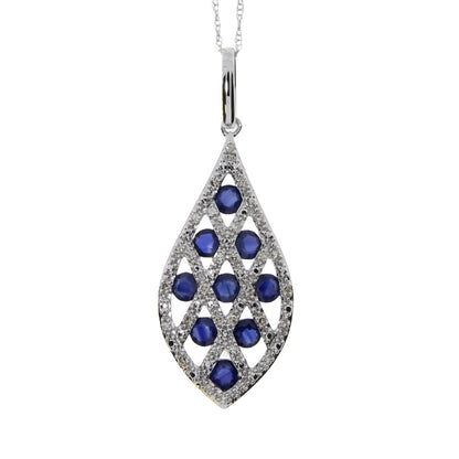 Colgantes de moda de zafiro y diamantes de .58ct en oro blanco de 14kt