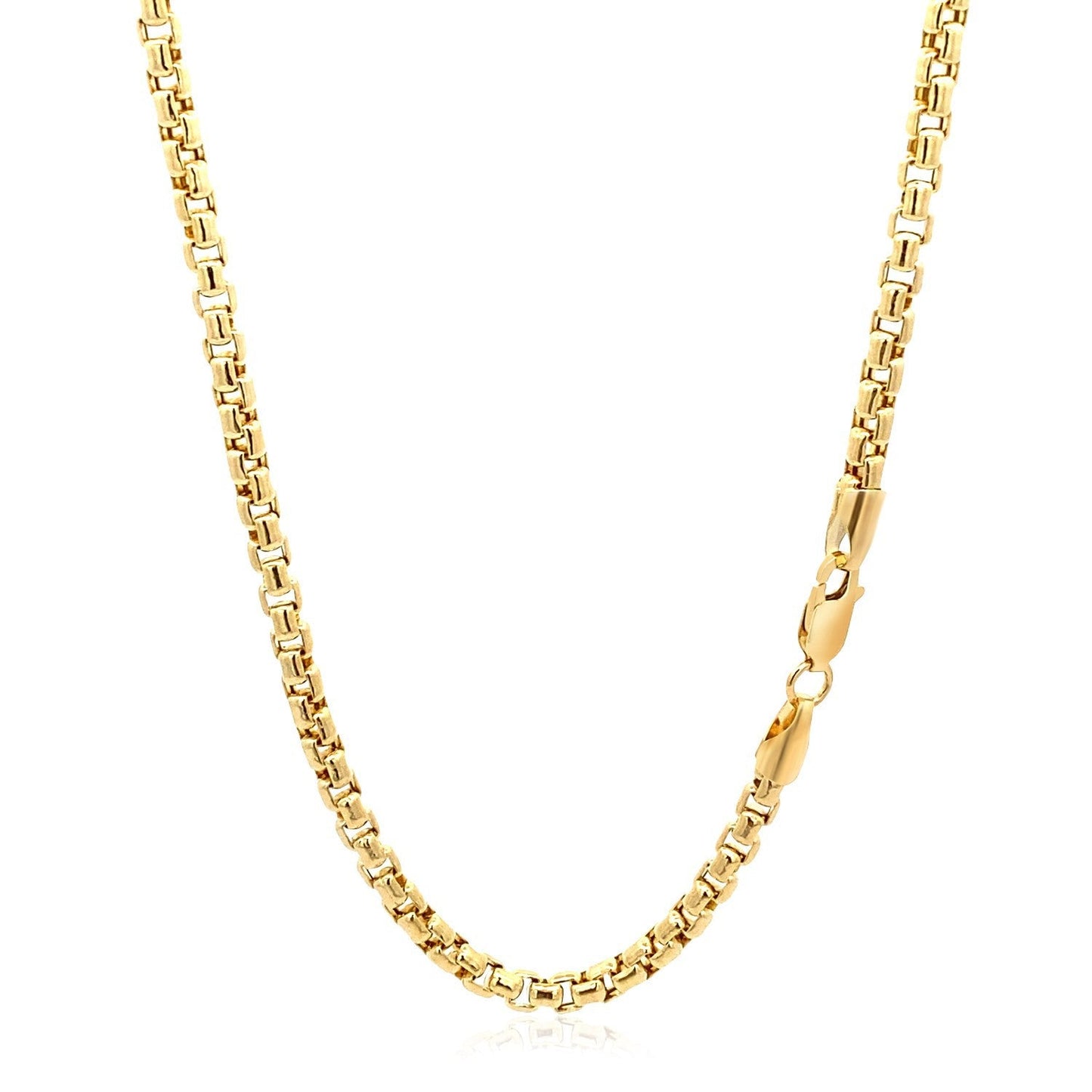 Cadena redonda de oro amarillo de 14k de 3,4 mm