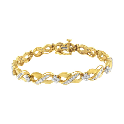 Pulsera de oro amarillo de 10K con diamantes redondos "Amor Infinito" (1,00 quilates en total, color I-J, claridad I2-I3)
