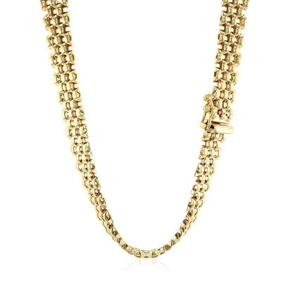 Collar de eslabones tipo pantera de oro amarillo de 14k, pulido y de varias filas
