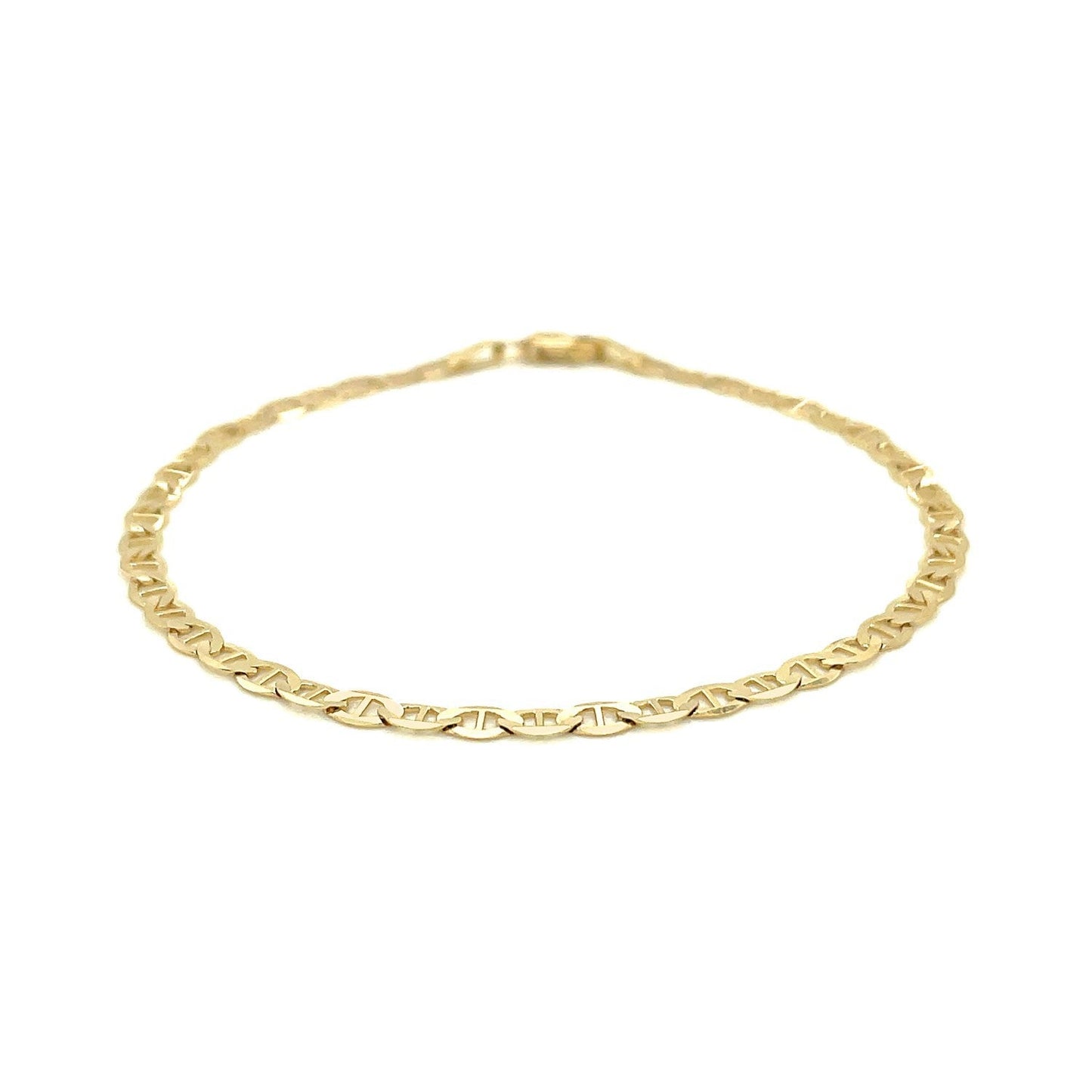 Tobillera de eslabones marineros de oro amarillo de 14k y 3.2mm
