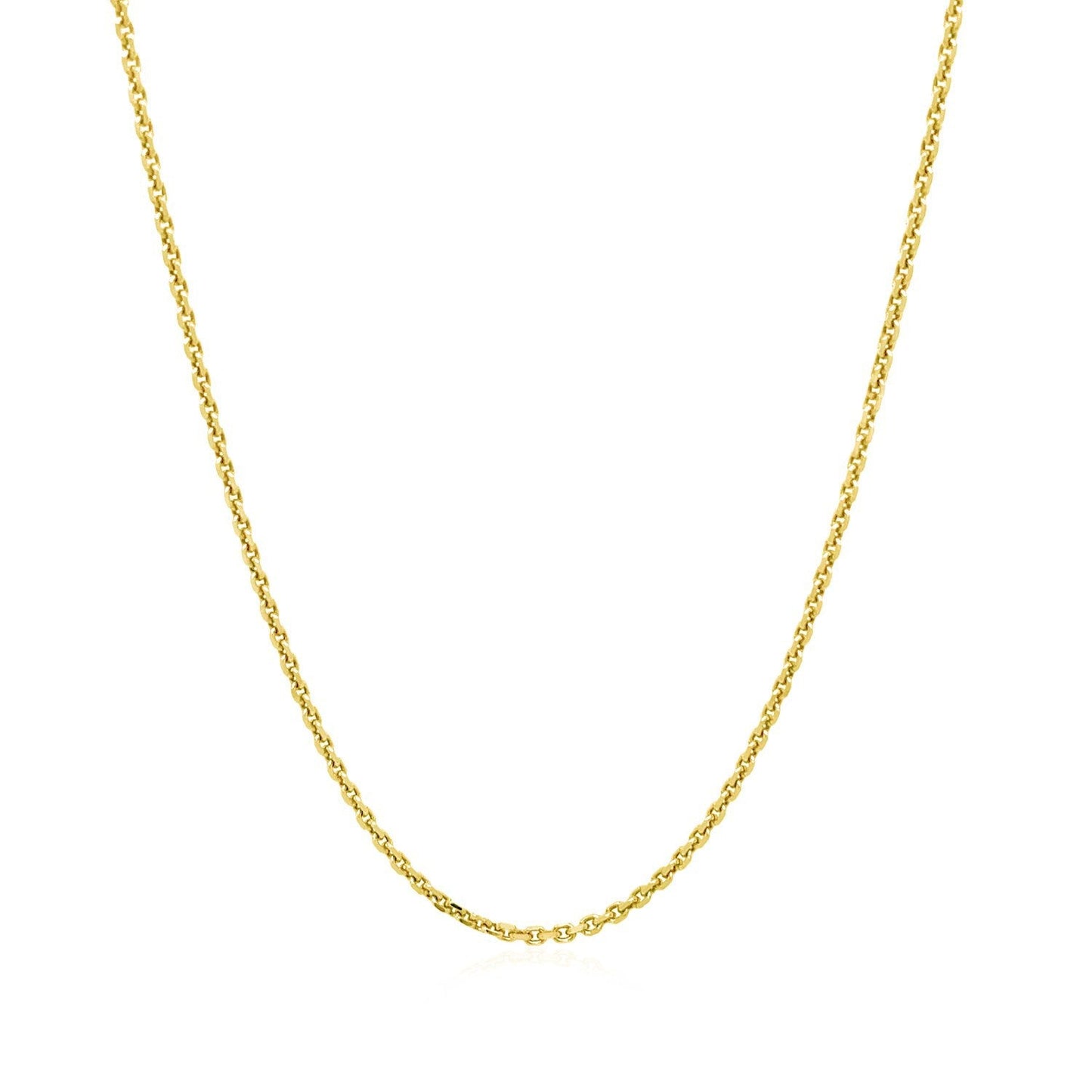 Cadena de eslabones de cable de oro amarillo de 14k con corte de diamante de 1,4 mm