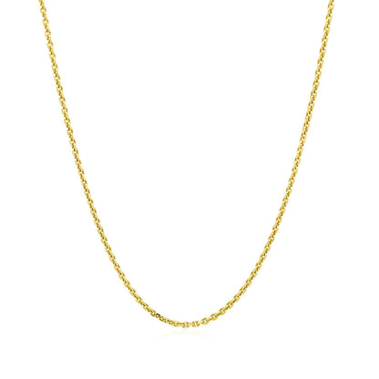 Cadena de eslabones de cable de oro amarillo de 14k con corte de diamante de 1,4 mm