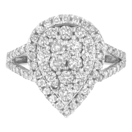 Anillo de racimo de diamantes de plata de ley .925 (1 1/2 Cttw, color H-I, claridad I1-I2) - Talla 6