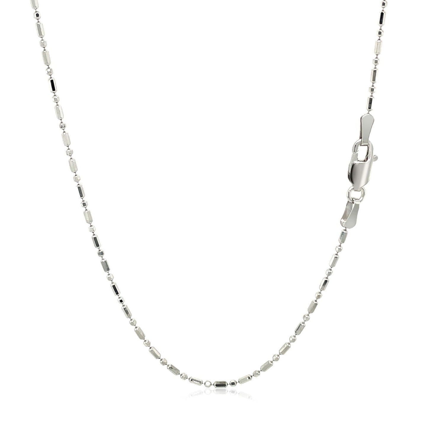 Cadena de cuentas alternadas con corte de diamante de oro blanco de 14k y 1.2 mm