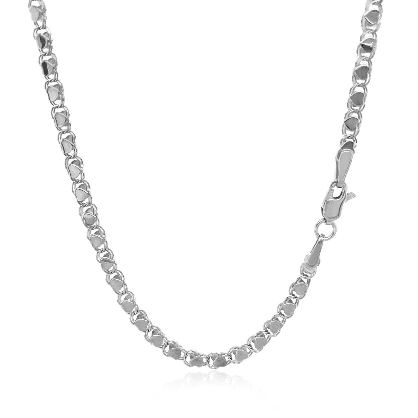 Cadena de corazón de oro blanco de 14k de 2.9mm