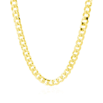 Cadena de eslabones cubanos maciza de oro amarillo de 14k de 5,7 mm