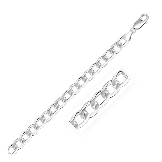Cadena estilo cubana de plata esterlina chapada en rodio de 7,2 mm