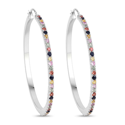 Pendientes de Plata de Ley 925 con Zafiros Multicolor Auténticos de 2,24 Quilates
