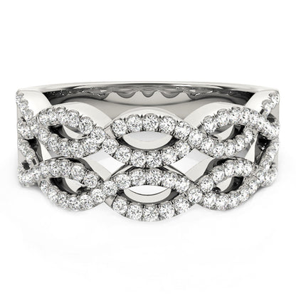 Anillo de ondas entrelazadas dobles con diamantes, en oro blanco de 14k (0,62 quilates en total)